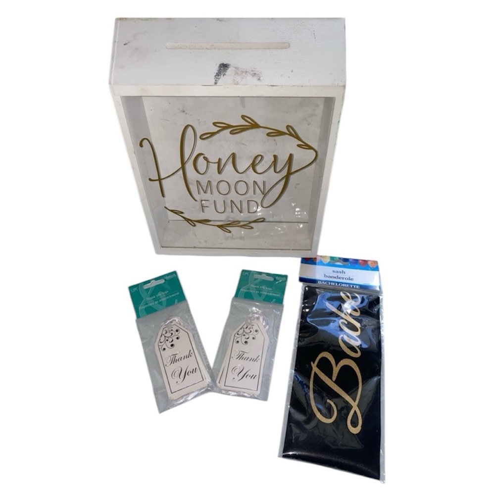 Defined Deco Honey Moon Fund Box and Card Rustic Wood Box,Gift Card Box,White